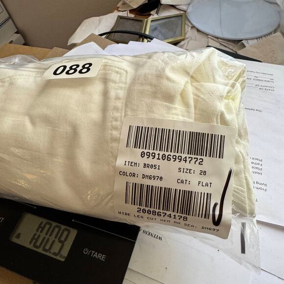 J.Crew Wide-Leg Cut Hem Jean WMNs 28 White Denim Hi-Rise Raw Hem Tall BR051 Crop - Picture 9 of 9